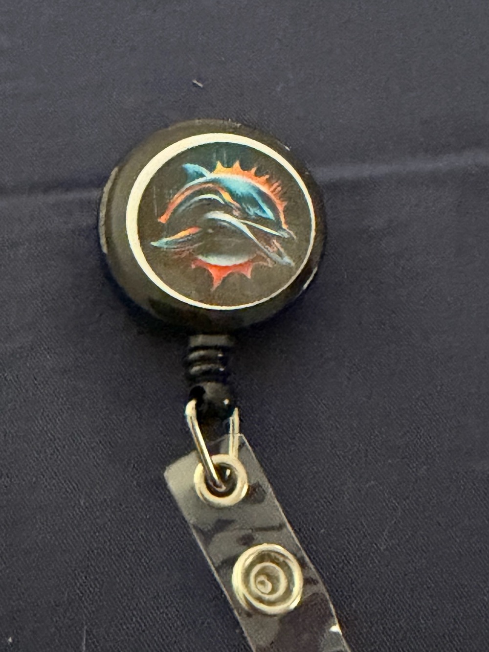 Black Dolphin Badge Reel Key & Card Holder
